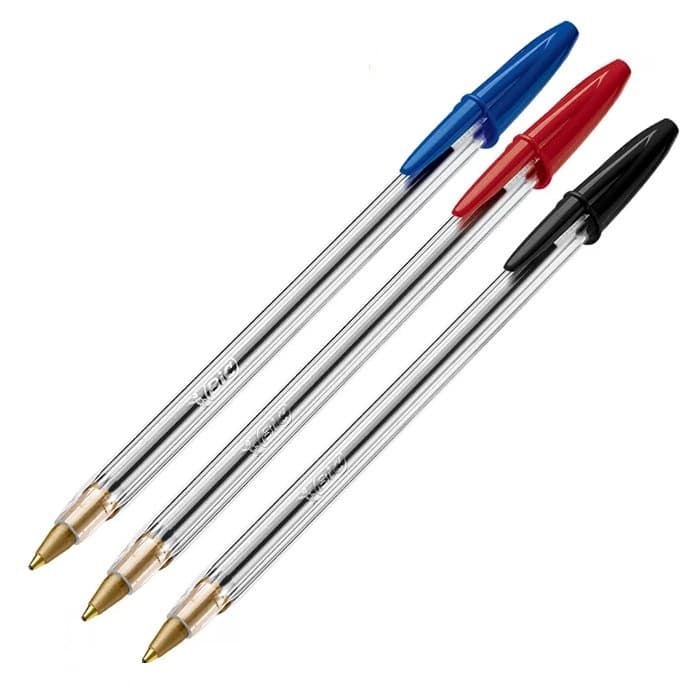 Caneta Esferografica BIC Azul / Preto / Vermelho Cristal Média 1.0mm Pronta Entrega