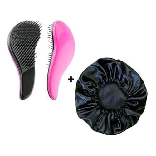 Kit De 1 Escova Mágica + 1 Touca de Cetim Cuidados com o Cabelo