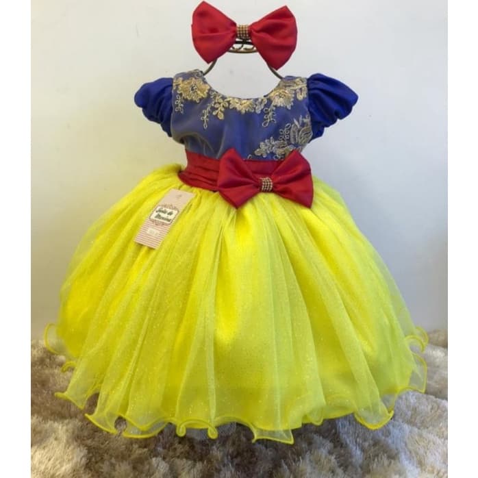 Vestido Branca de neve e os Sete Anoes Festa Infantil Fantasia
