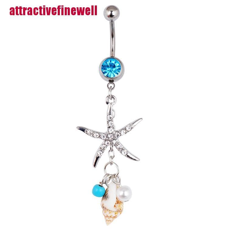 Acbr Moda Cirúrgico Aço Cristal Estrelado Conch Corporal Umbigo Botão De Barriga Piercing