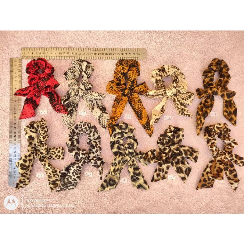 Estilo popular Scrunchies Xuxinha Lenço Cabelo Coque Estampado Seda Elástico