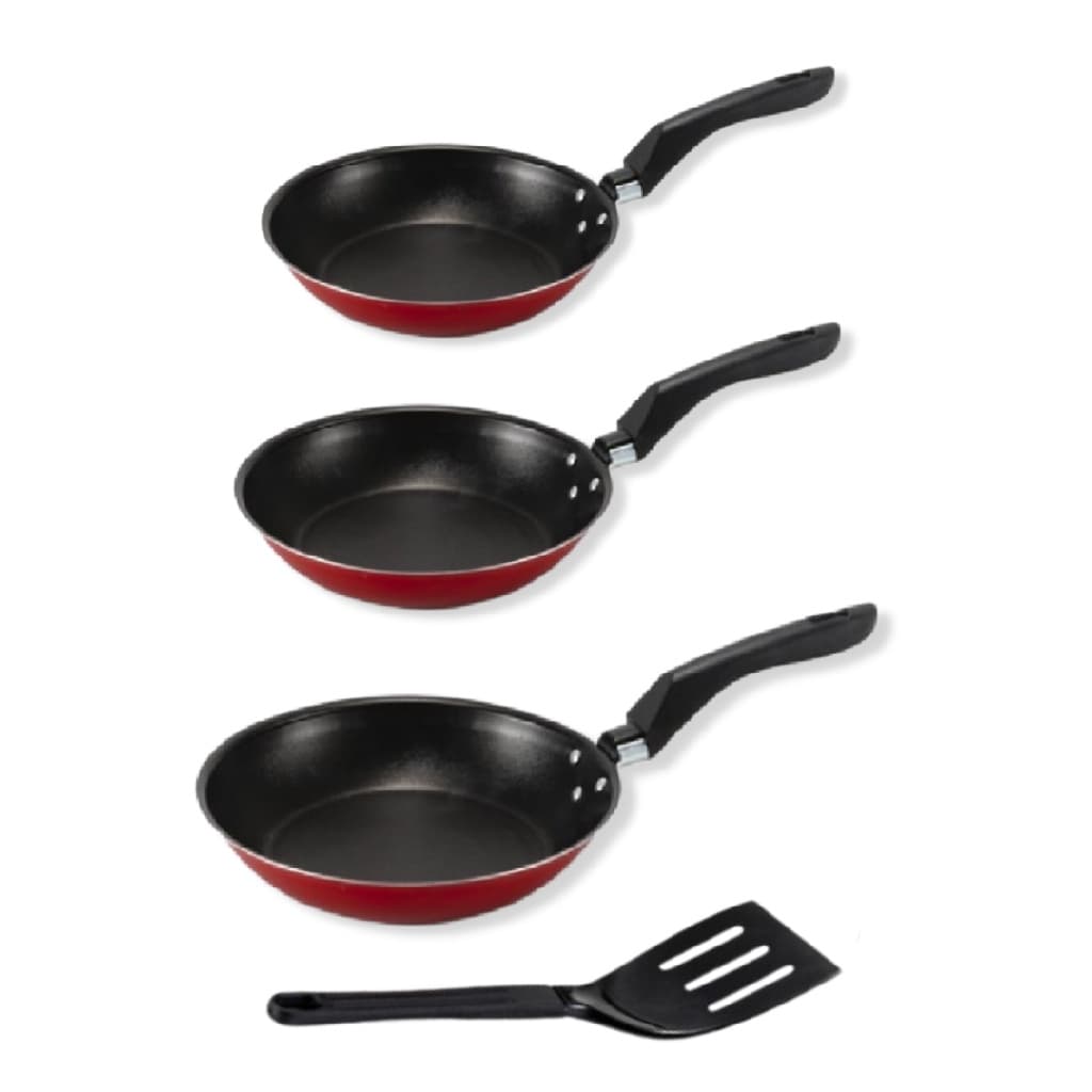 Conjunto 3 Frigideiras Francesa Grande 22 24 26 com Espátula  Alumi-Aço Linha Premium J4TECH Alumínio Antiaderente Teflon Ultra Resistente