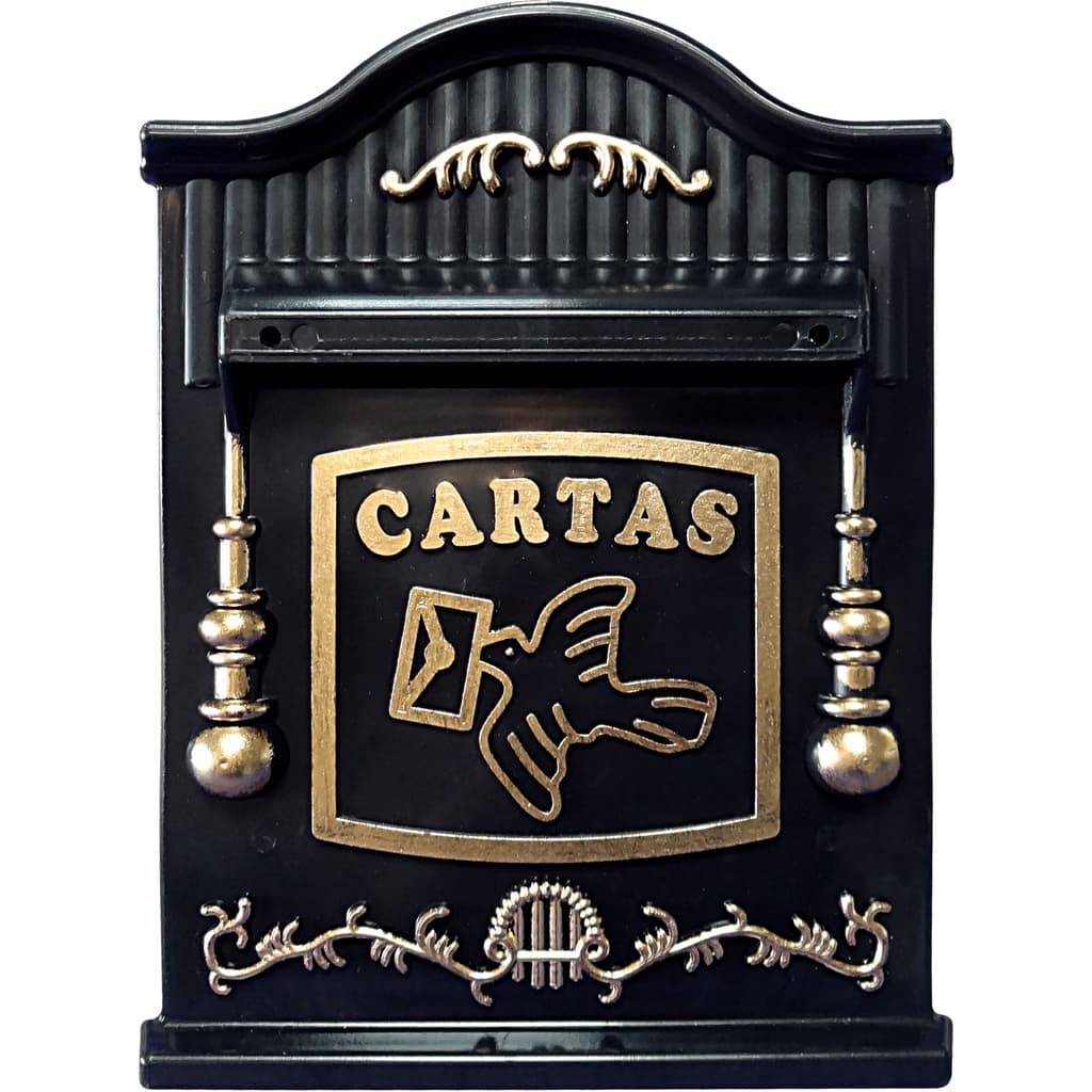 Caixa de Correio Média 26 PVC cor Preto e Dourado - Real - Ficone Reis