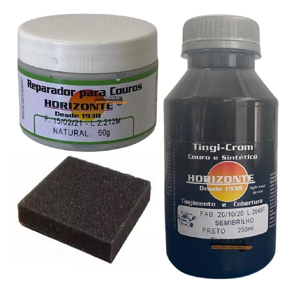 Kit Tinta Preto semi brilho + Massa Reparadora Banco Couro Painel