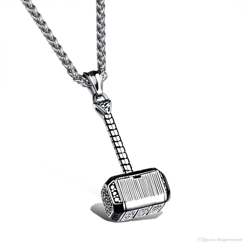 Colar pingente aço viking martelo Thor mitologia nórdica