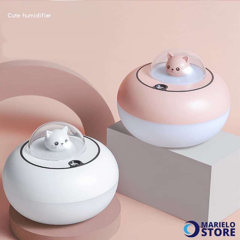 Umidificador ar purificador de ar aromaterapia com design de gato OVNI casa