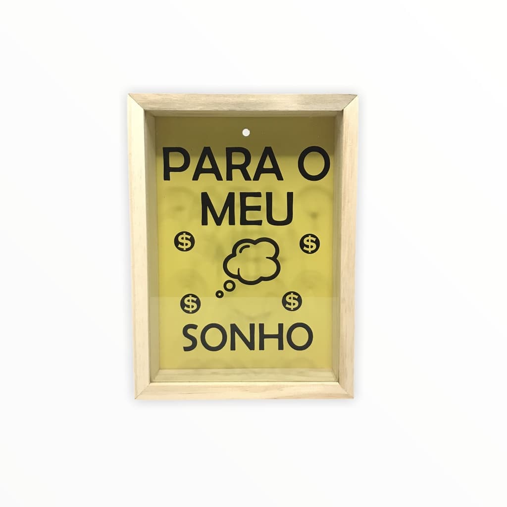 Quadro Porta Dinheiro Cofre Madeira Decoração Moeda Para Meu Sonho