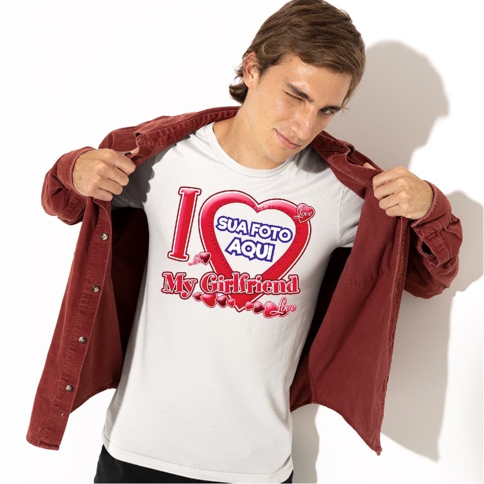 Camiseta Personalizada I Love My Girlfriend  com foto