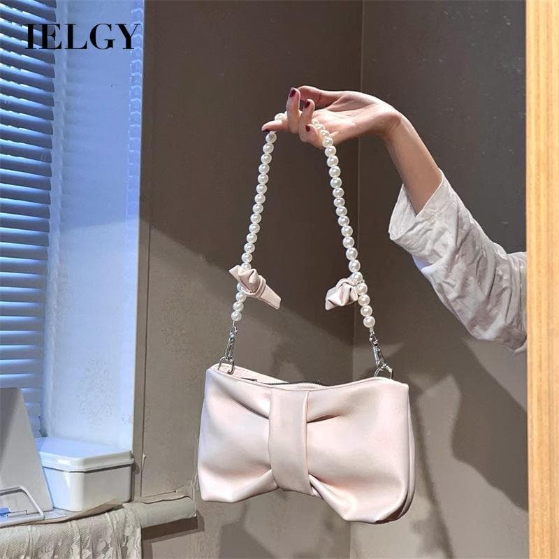 Bolsa Mensageiro Feminina Com Textura De Borboleta E Corrente De Pérolas IELGY