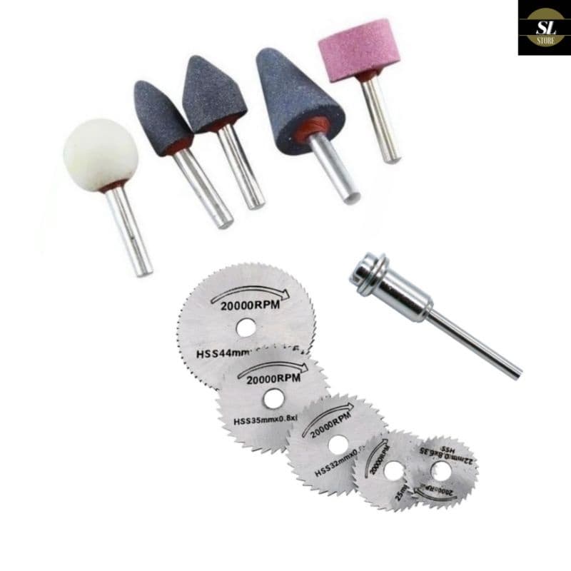 kit Para Parafusadeira/ Furadeira 5 Peças Ponta Montada Retífica Desbaste + Mini Serra Disco