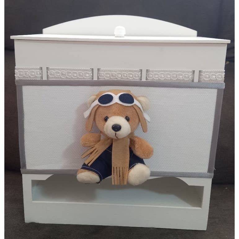 porta fraldas mdf urso aviador