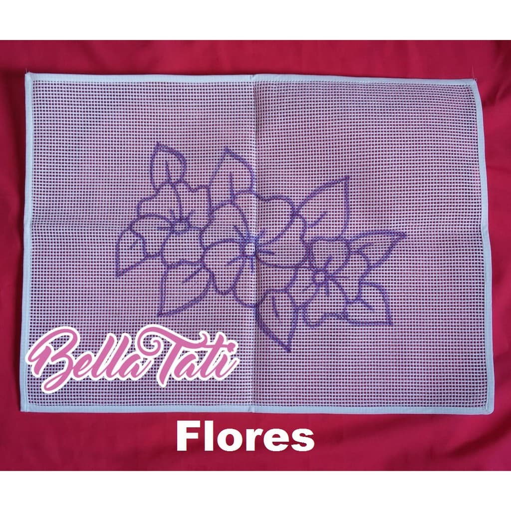 Talagarça Desenhada Flores - ESCOLHA O TAMANHO