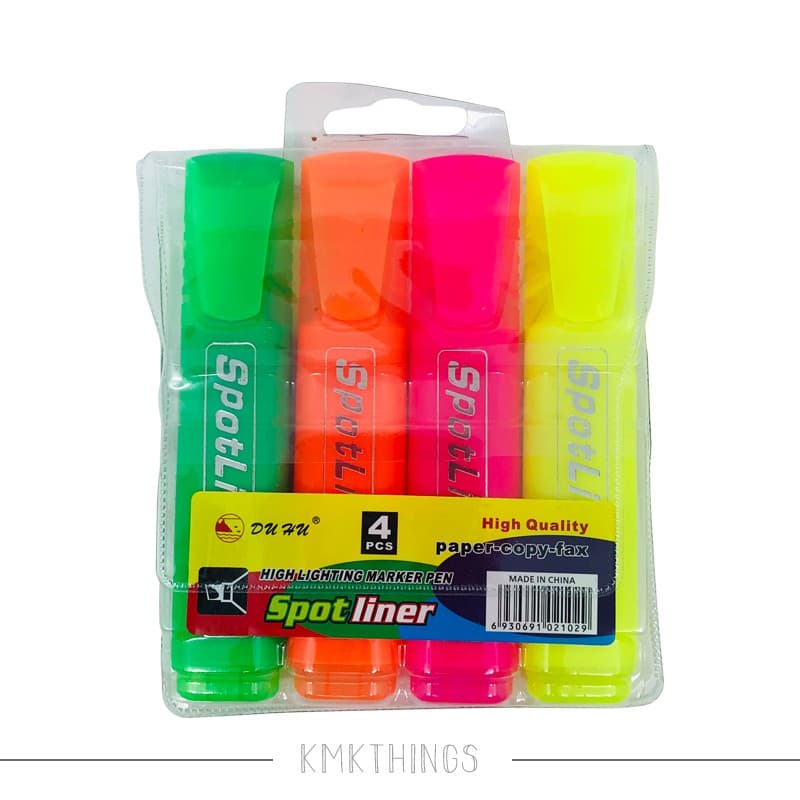 Kit de Marca-Textos 4x Cores SpotLiner