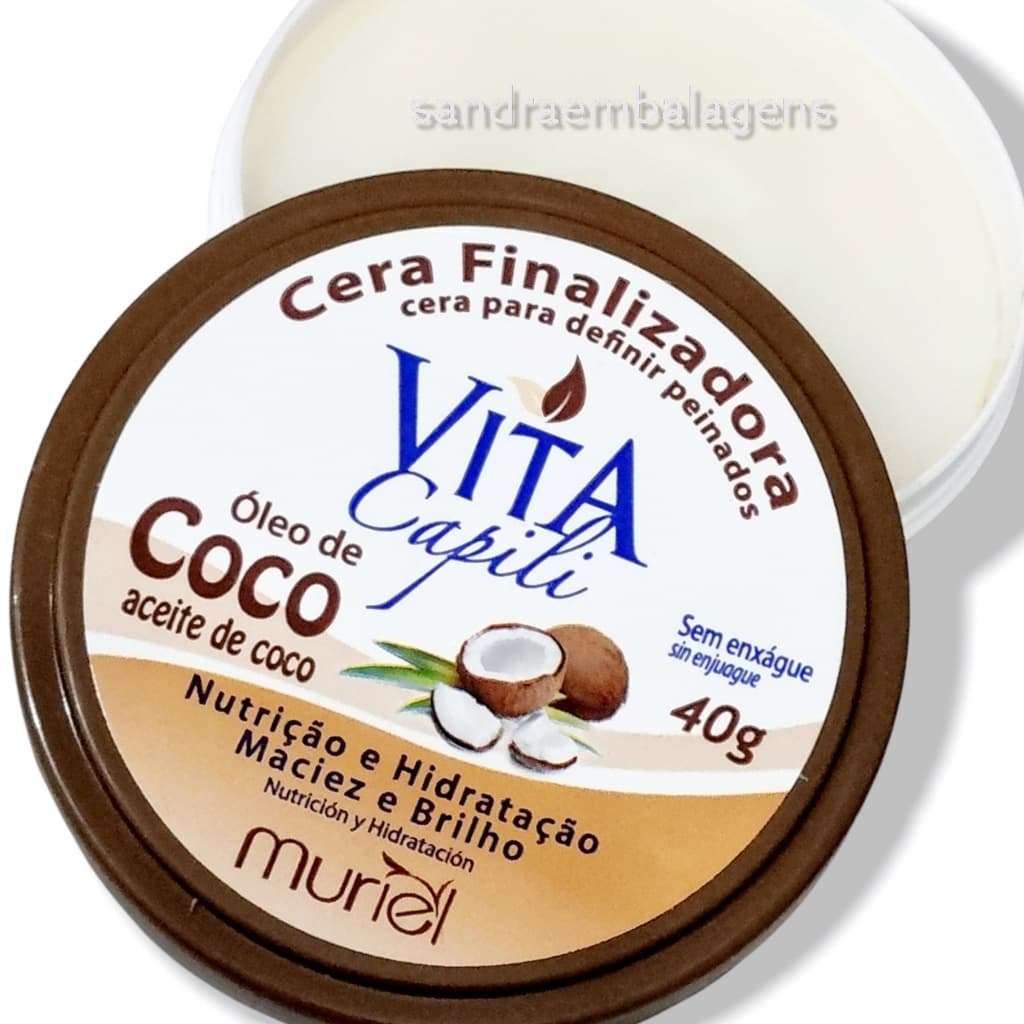 Cera Finalizadora Vita Capili Óleo de Coco 40g Muriel - Nutrição, Hidratação, Maciez e Brilho