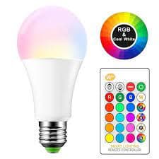 Lampada Led Bulbo Rgb 7w E27 Com Controle Remoto