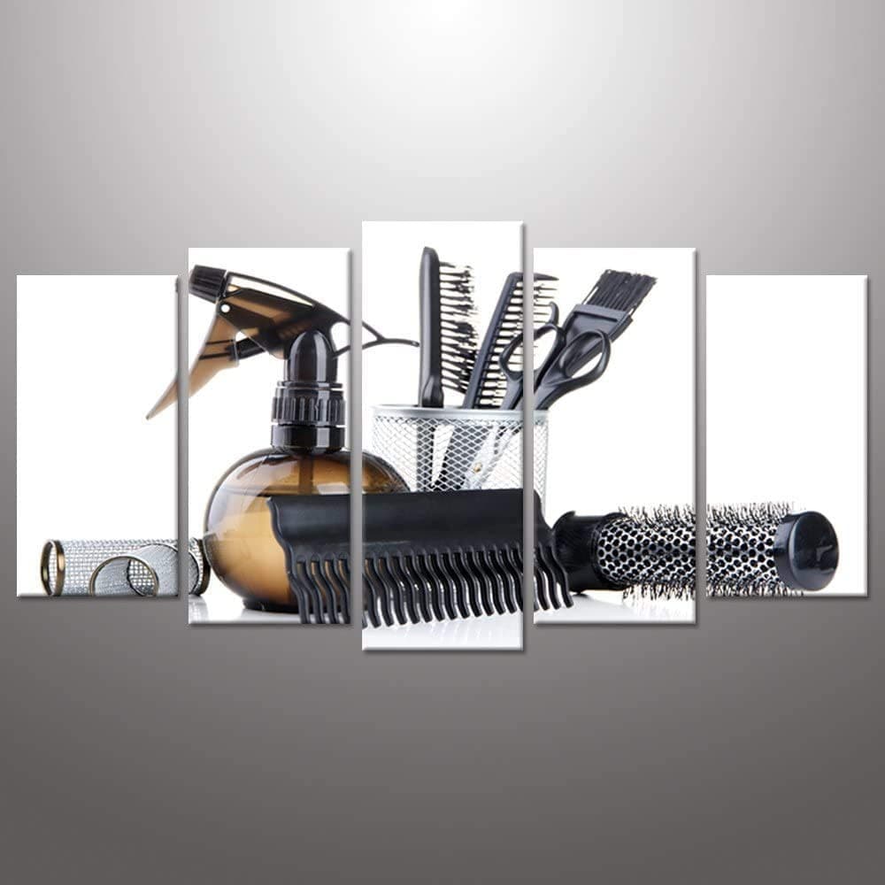 Quadro Decorativo Mosaico Barbeiro Barbearia 5 Peças