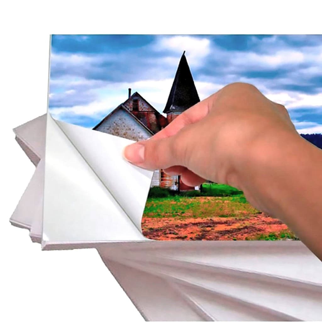 Papel Fotográfico Adesivo A4 130g Glossy Branco Brilhante com 100 folhas