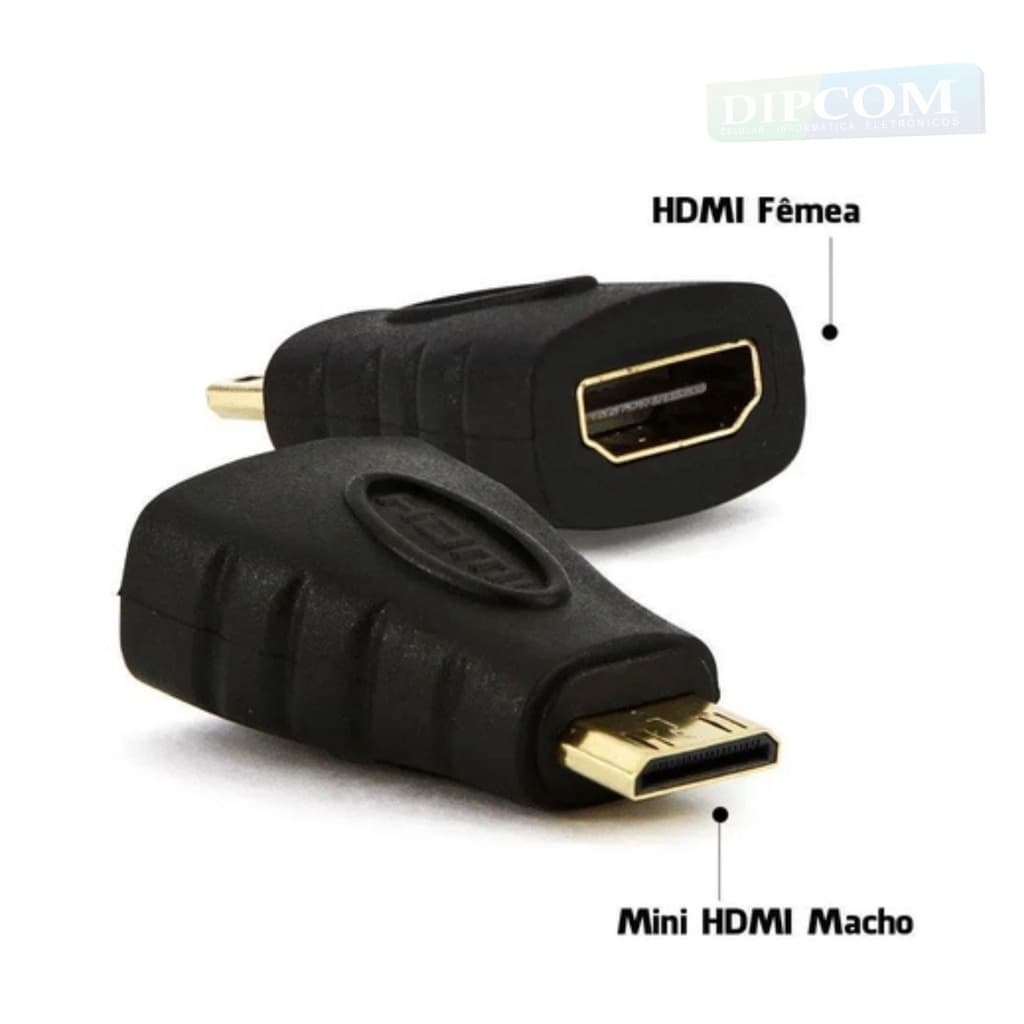 Adaptador HDMI PADRÃO Fêmea x HDMI MINI Macho - Adaptador HDMI x HDMI MINI