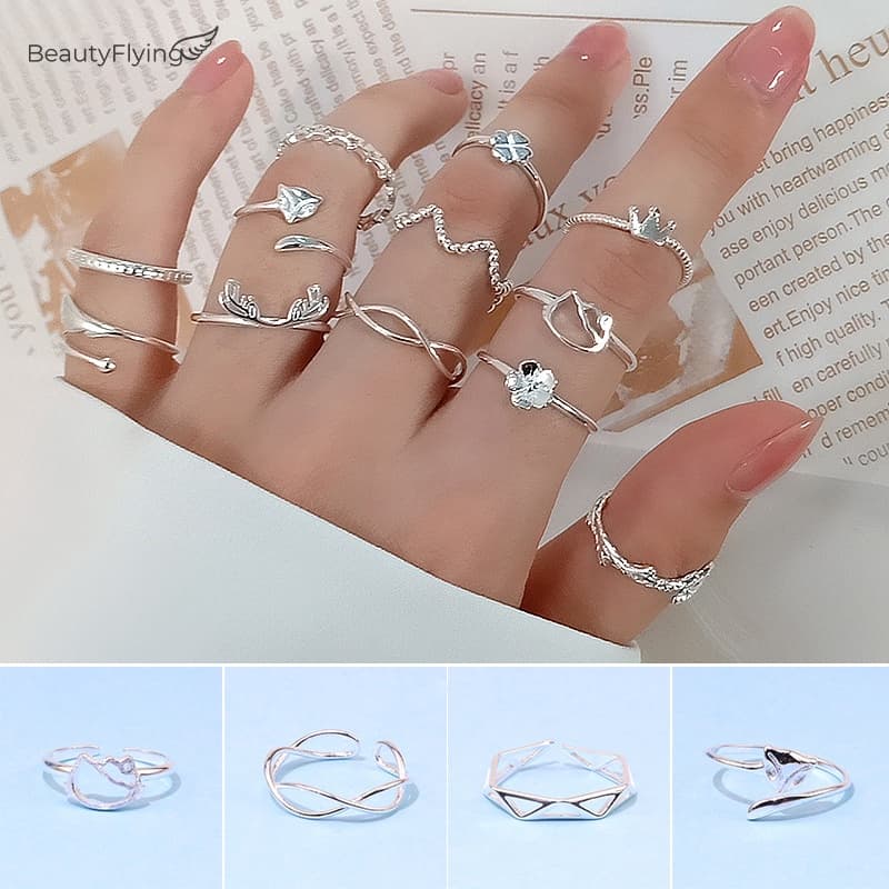 Anel Feminino Ajustável De Prata Pura 925 Legítima Original Vários Modelos Moda Feminina