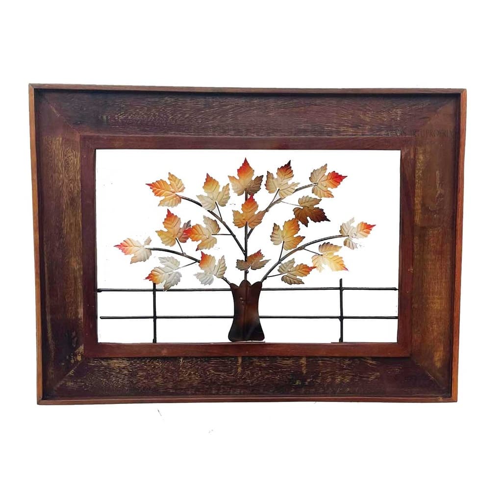 Quadro De Parede Decorativo Moldura Arvore Folhas Laranjas