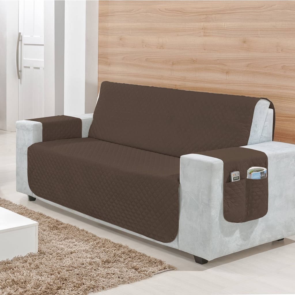 Capa Para Sofá De 3 Lugares Protetor De Sofa Casa Com Porta Objetos
