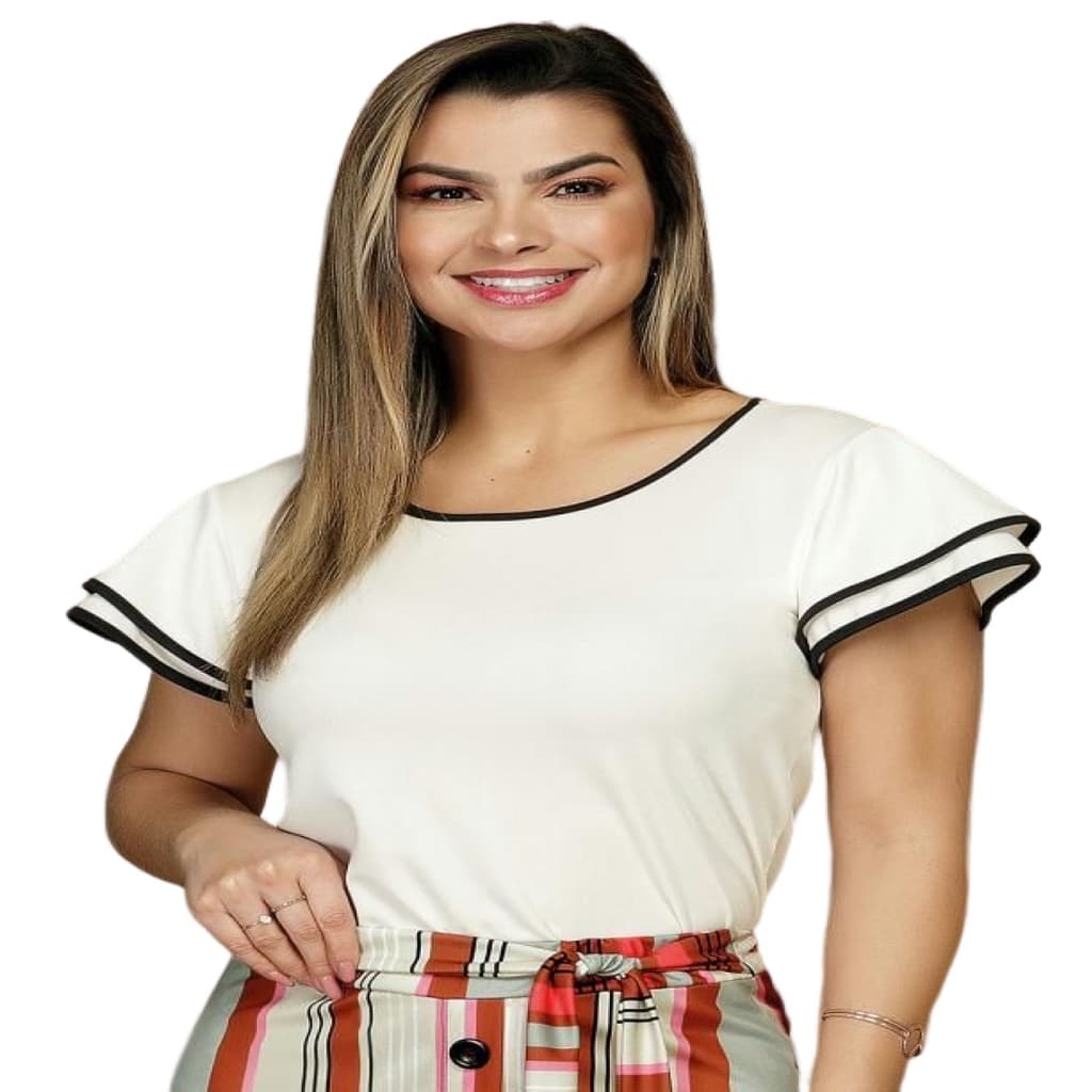 Blusa manga curta com detalhes em friso nas mangas