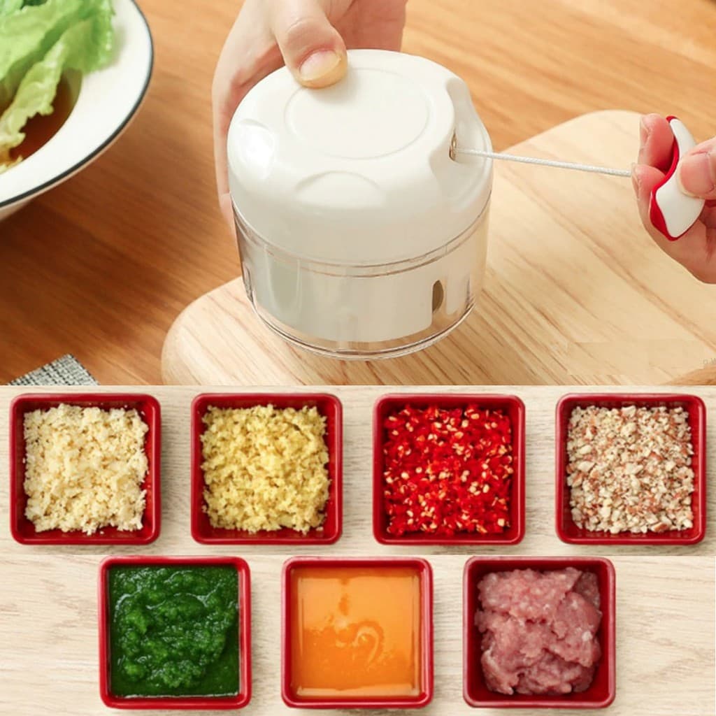 Mini Processador De Alimentos Manual Triturador Alho Legumes Carnes Vegetais e alho