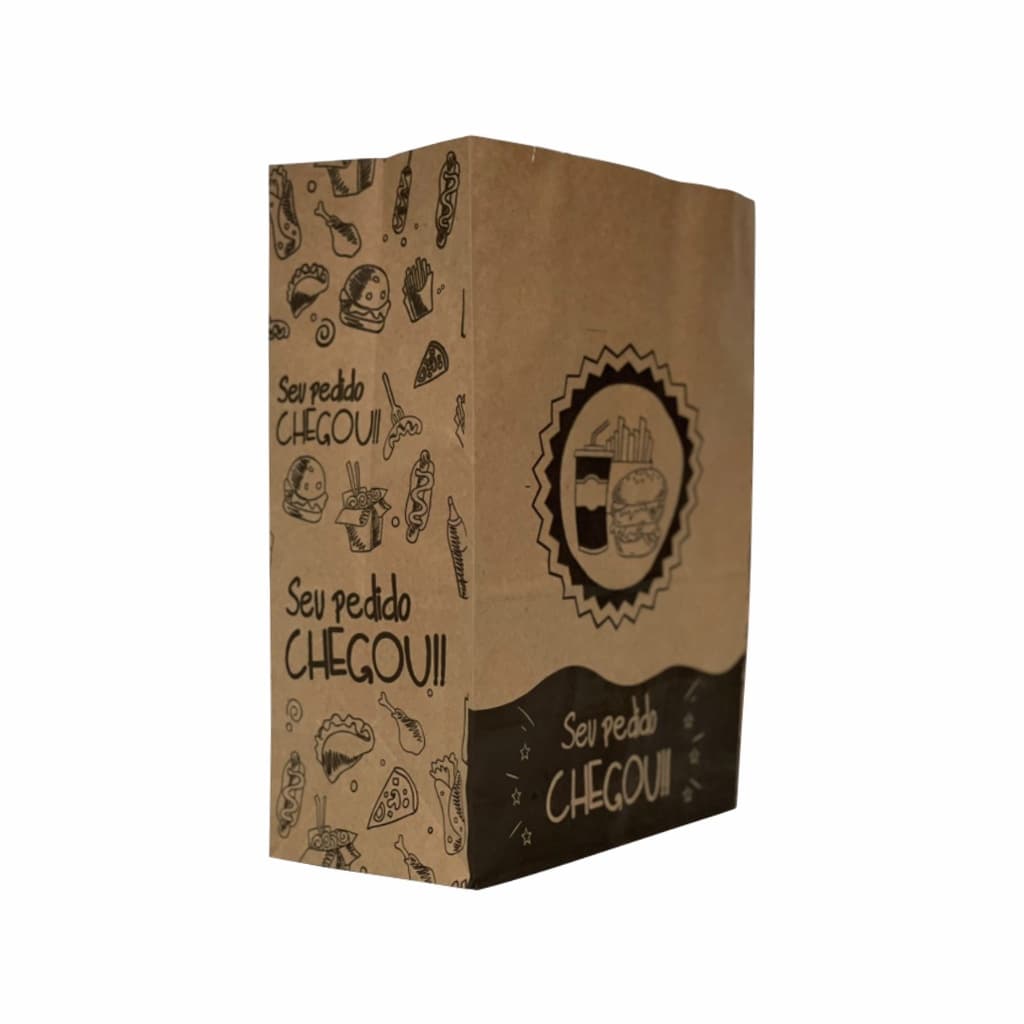 Sacos para Delivery Pardo #SeuPedidoChegou - C/100 Unidades