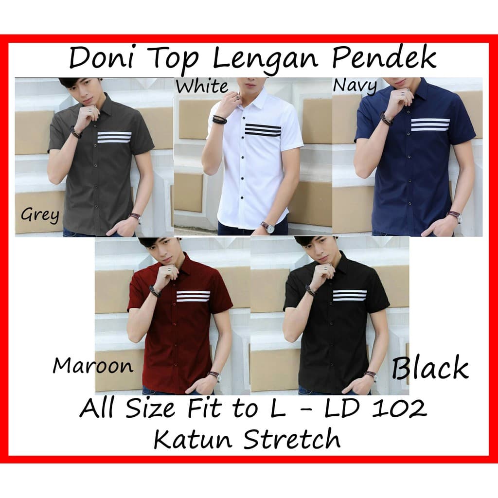 Camisa Masculina KEMEJA Dony | Manga Curta Casual Venda Por Atacado Meninos DONNY DONI Homens