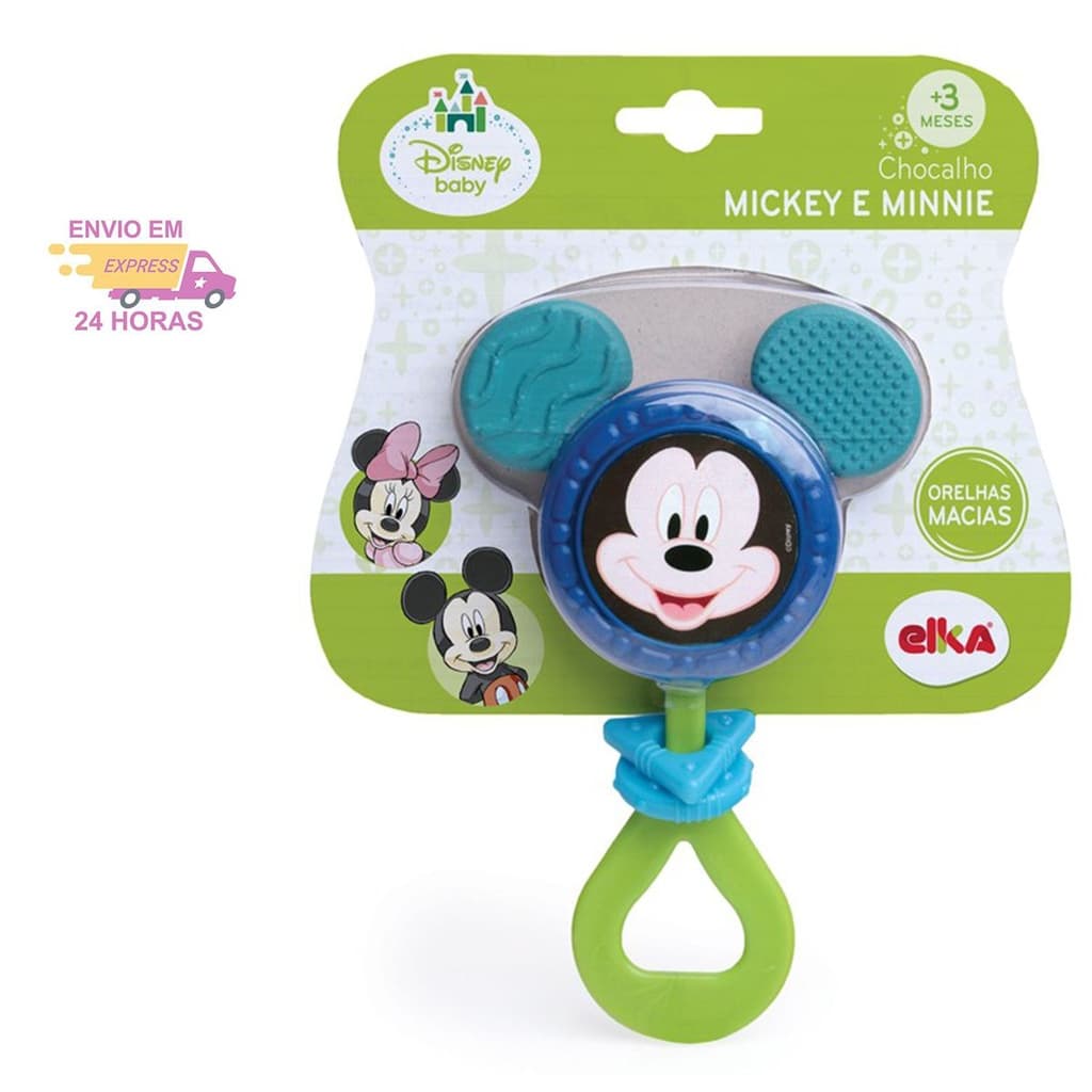 Brinquedos para bebe Chocalho e Mordedor Mickey Minnie Massageia as Genvivas e Estimula os Sentidos