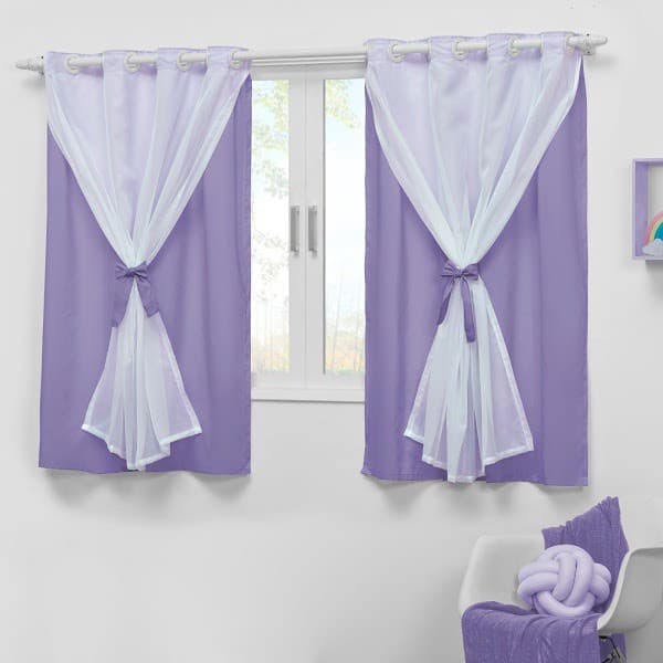Cortina para janela quarto infantil 2,00x1,70 lilás Teen