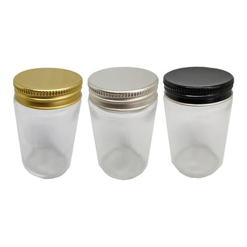 6 Potes Comprido Vidro Com Tampa Alumínio 100ml Bolo No Pote