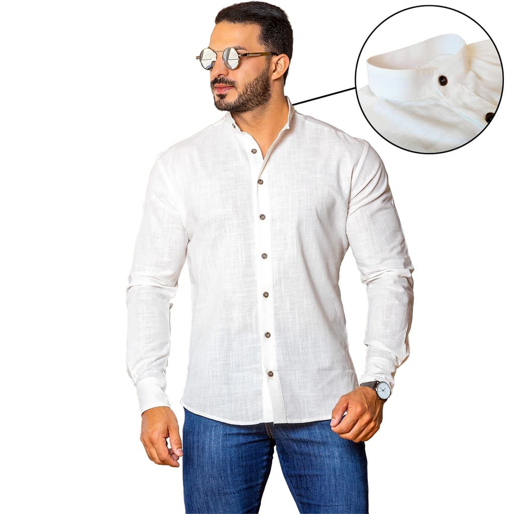Camisa Social Masculina 100% Algodão Linho Qualidade Premium Moda Tendência