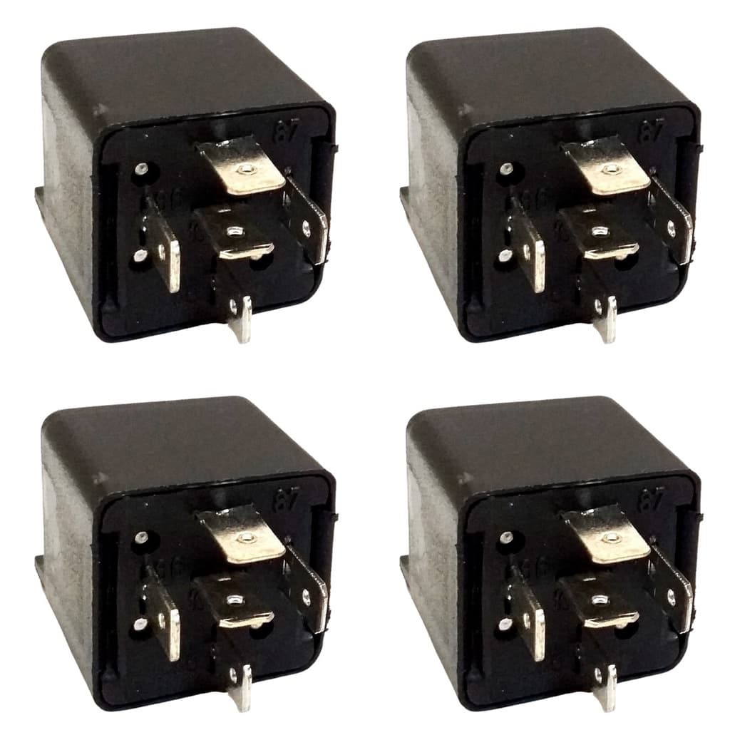 Kit 4x Peças Rele Auxiliar De Partida 5 Pinos Terminais Com Suporte Universal Fixação 40a 12v Farol Tra116213 Automotivo