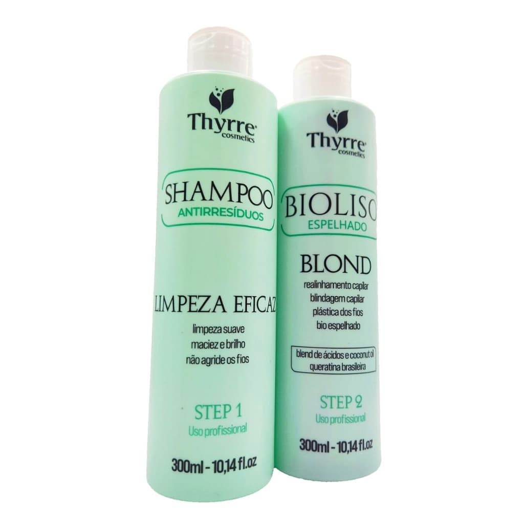 Kit BioLiso Blond 300ml Progressiva Orgânica Brilho Espelhado Com 0% Formol Thyrre