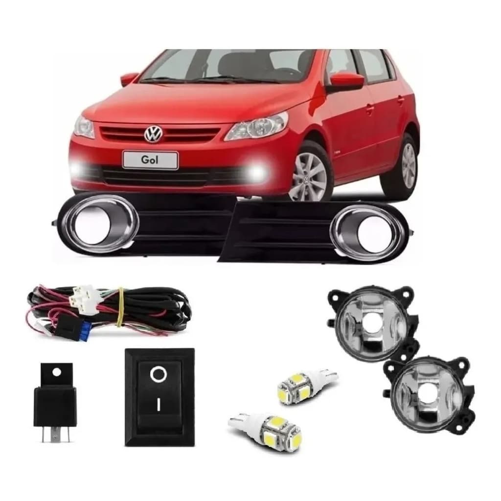 Kit Farol Milha Gol Voyage Saveiro G5 2009 2012 Com Par De Pingo t10 5050 5 Leds