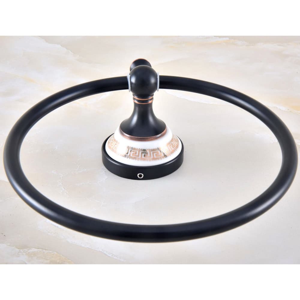 Anel De Toalha De Parede De Latão Preto Polido Com Óleo , Suporte , Barra Banho , Acessórios De Banheiro , Decoração De