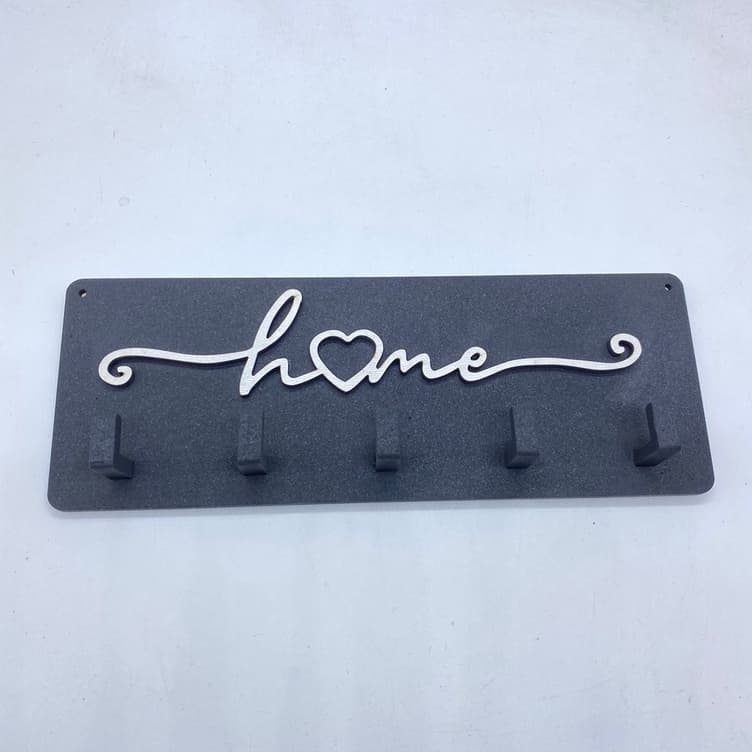 Porta Chaves Pequeno - HOME - MDF 5 Ganchos Preto Fosco