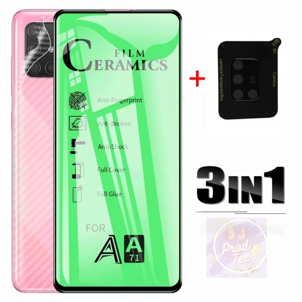Pelicula para Samsung Galaxy A71 - Película de vidro 3D para tela / Película de Ceramica / Película para câmera / película traseira em fibra de carbono para Samsung A71
