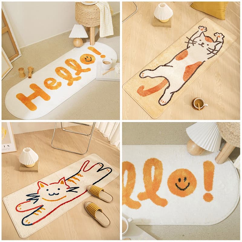 120 * 40 cm Tapete de gato fofo quarto antiderrapante tapete de porta absorvente tapete de área