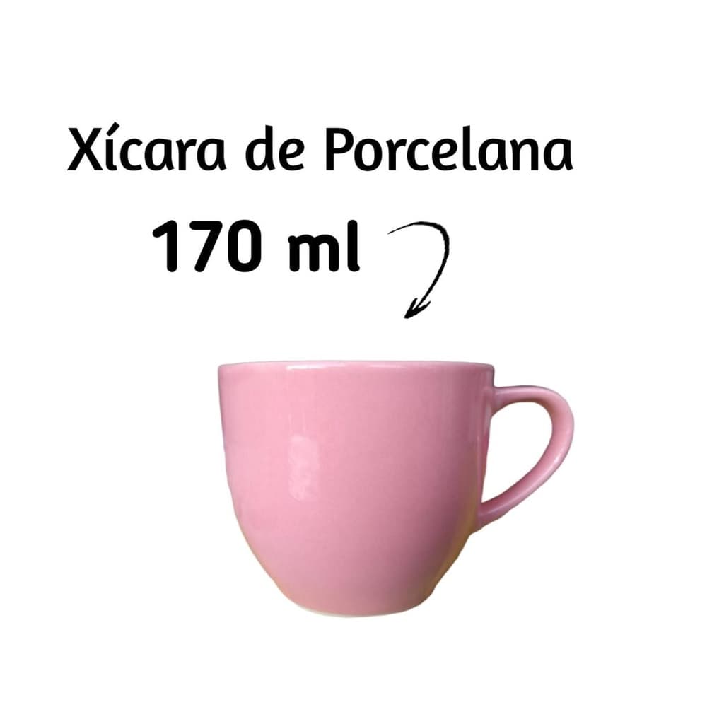 Xícara de Café Chá Porcelana 170ml Rosa Rose- Cantinho do Café