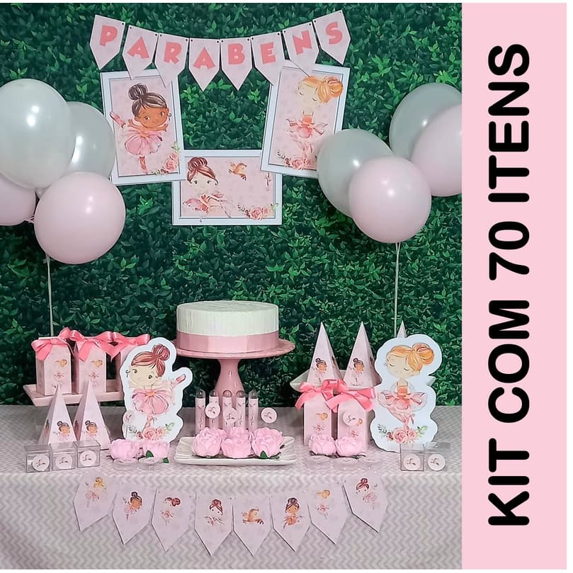 Bailarina Kit decoração festa 70 itens