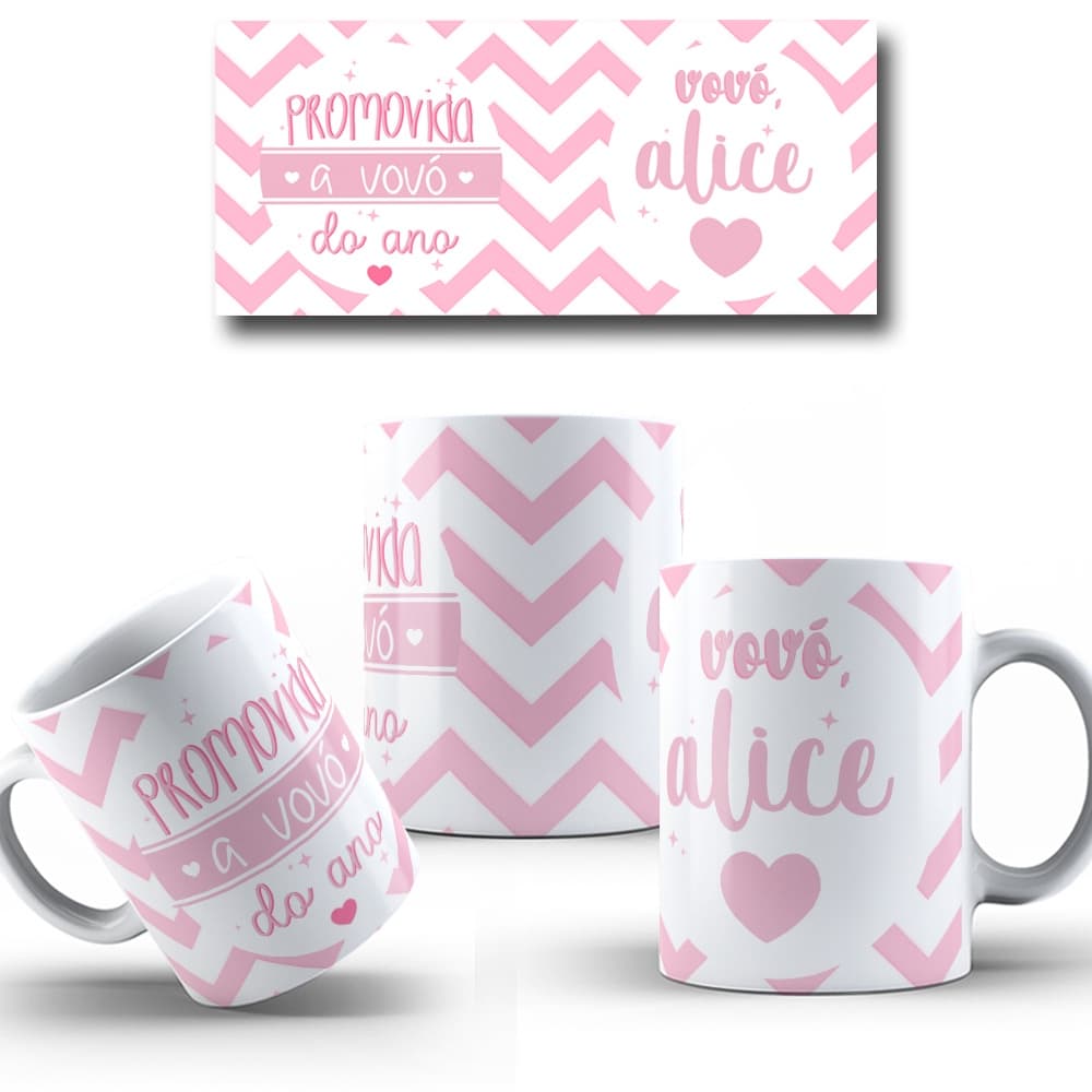 Caneca Promovida a Vovó do Ano, Porcelana 325 ML