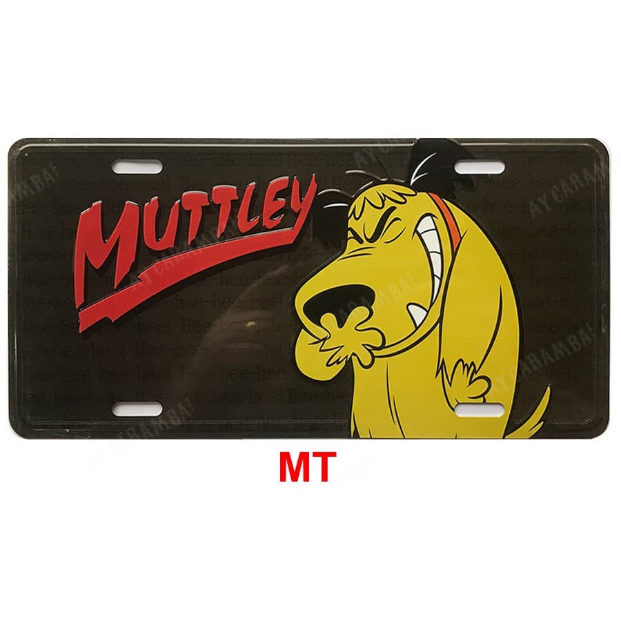 Placa Muttley Em Metal Corrida Maluca - Alto Relevo