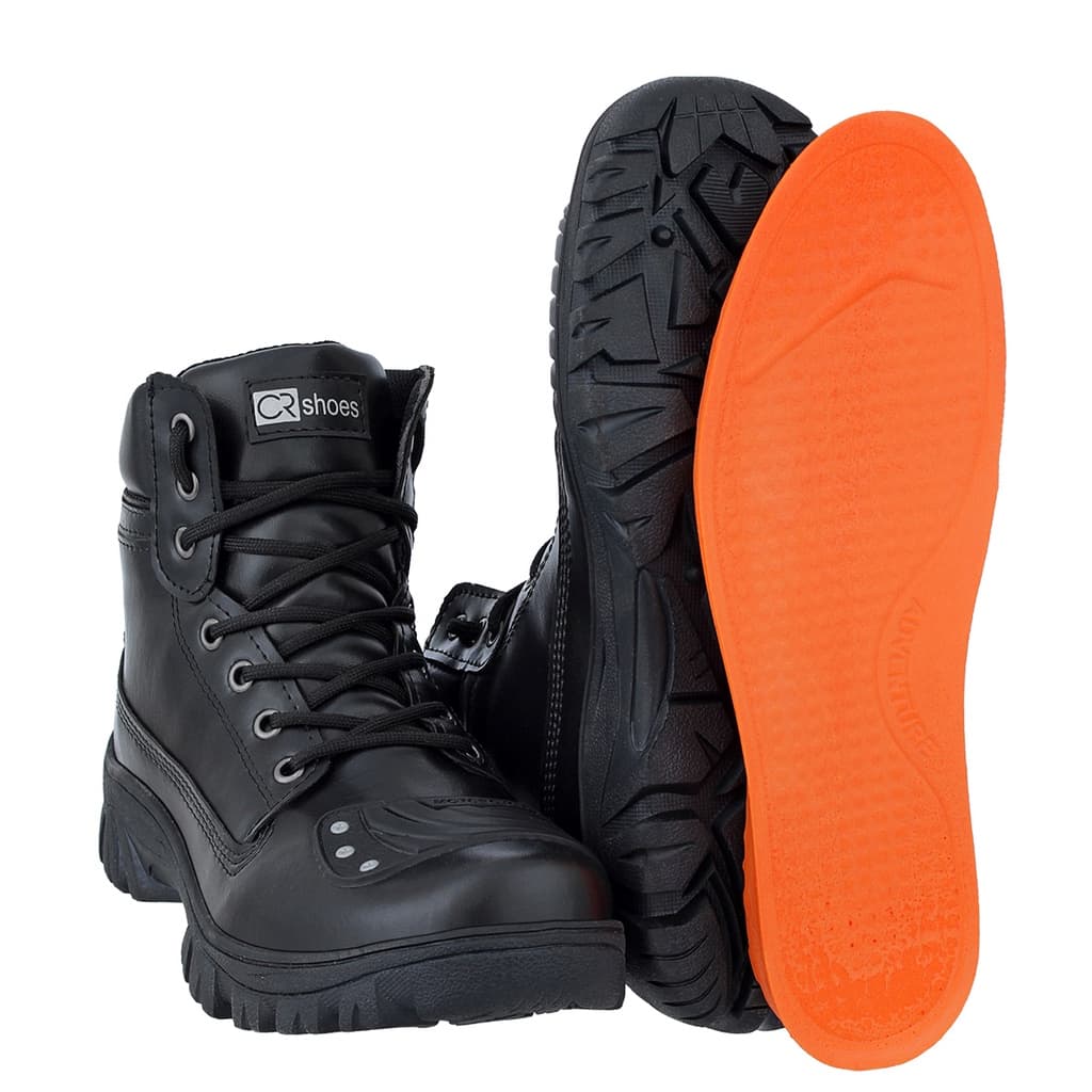 Bota Motociclista Com Palmilha em Gel Preto