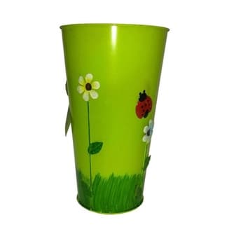 Vaso Balde Metal Verde Enfeite Jardim