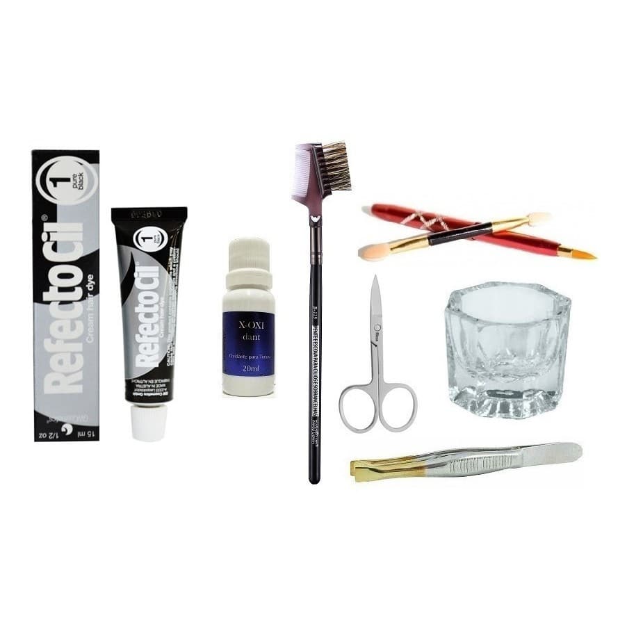 Pintar Cílios Sobrancelha Barba Refetocil Preta + Acessórios