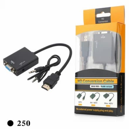 Conversor Cabo Hdmi2VGA Pc Xbox Monitor com Saída De Áudio Kapbom V079