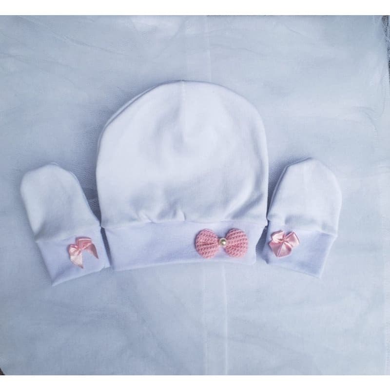 Memelbaby conjunto touca e luvas Linda bebê