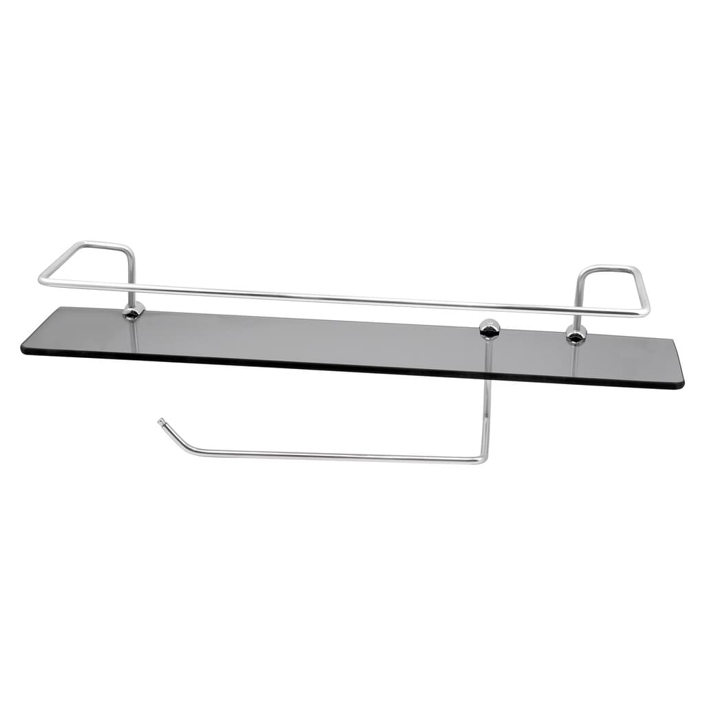 Suporte Para Temperos De Cozinha Com Porta Papel Toalha Embutido 30CM Vidro Fumê